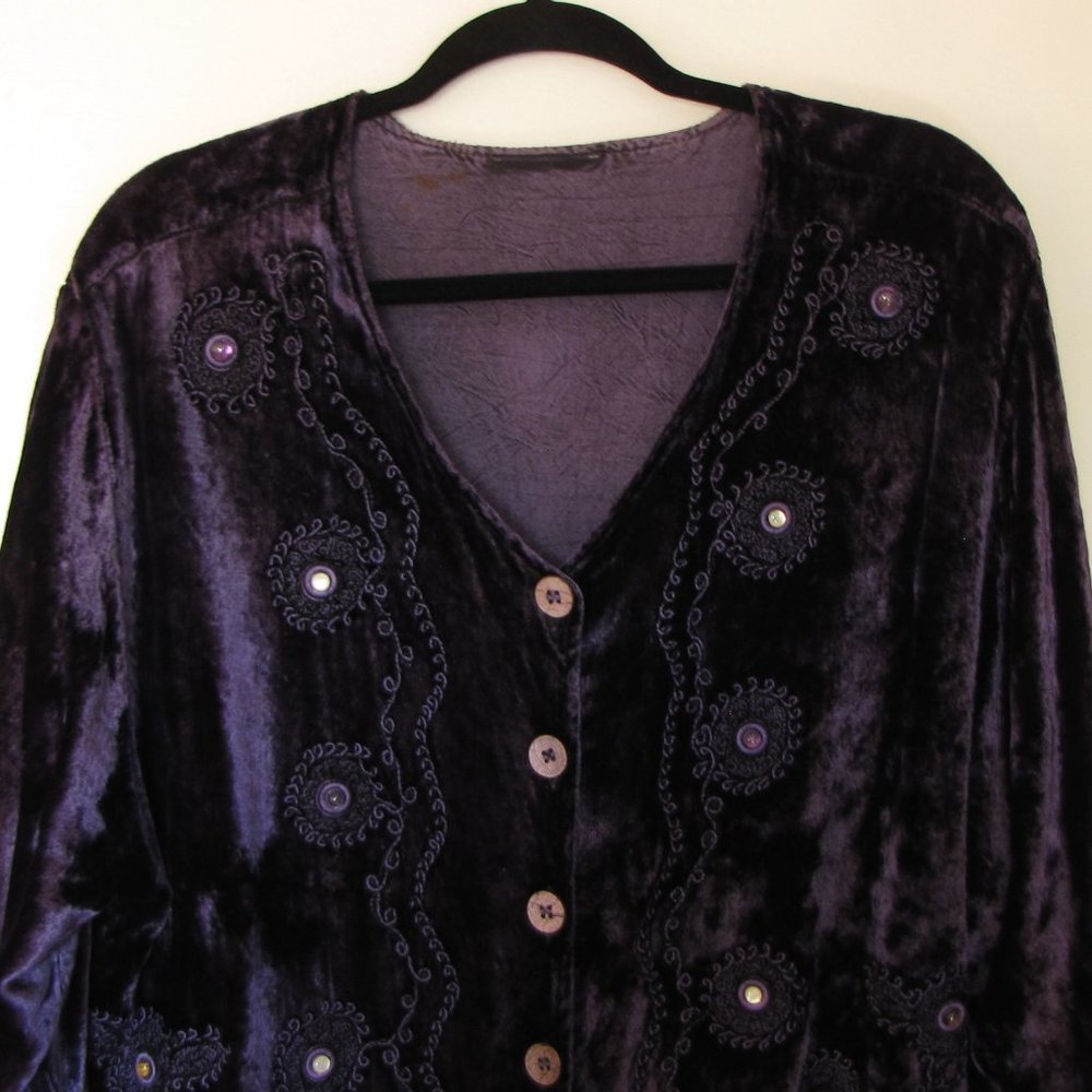 Women's Dark Purple Velvet Jacket, L-XL,